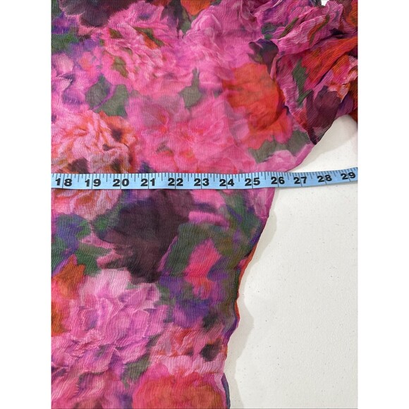 Johnny Was Blouse Top Womens Extra‎ Large Sheer Floral Button Up Boho FairyCore - Picture 8 of 12